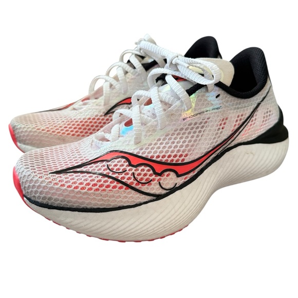 Saucony Endorphin Pro 3 Women’s Size 9 White/ Black/ ViziRed (S10755-85) EUC - Picture 1 of 8